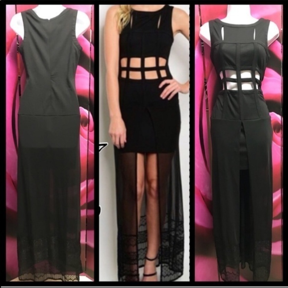 Caged open mid drift maxi dress